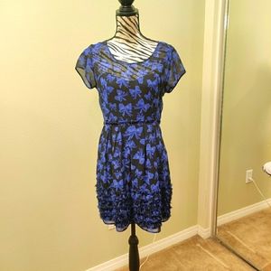 LC Lauren Conrad Black blue ribbon dress